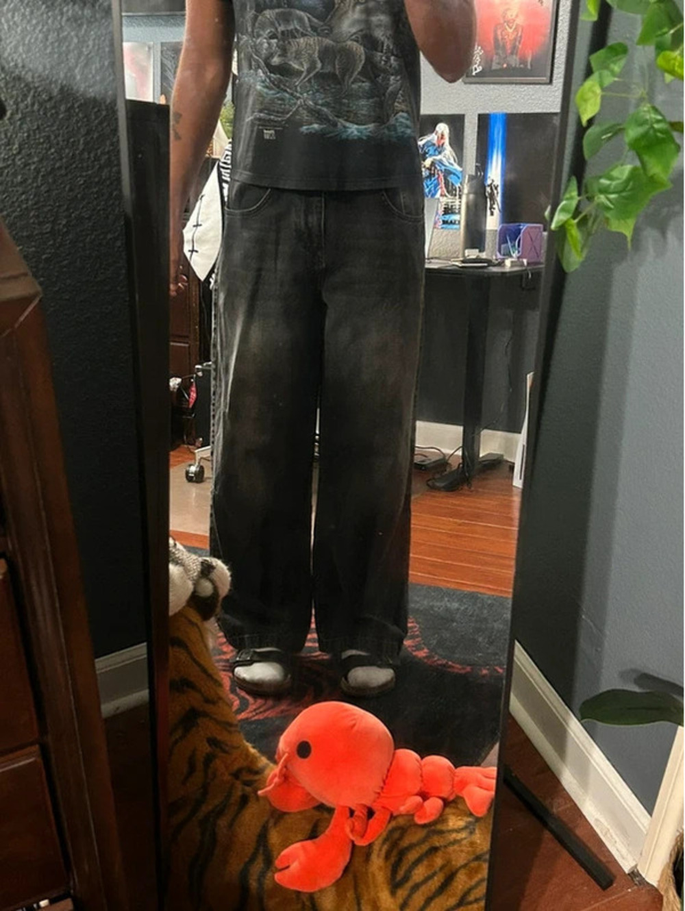 Black faded jaded London baggy colossus jeans